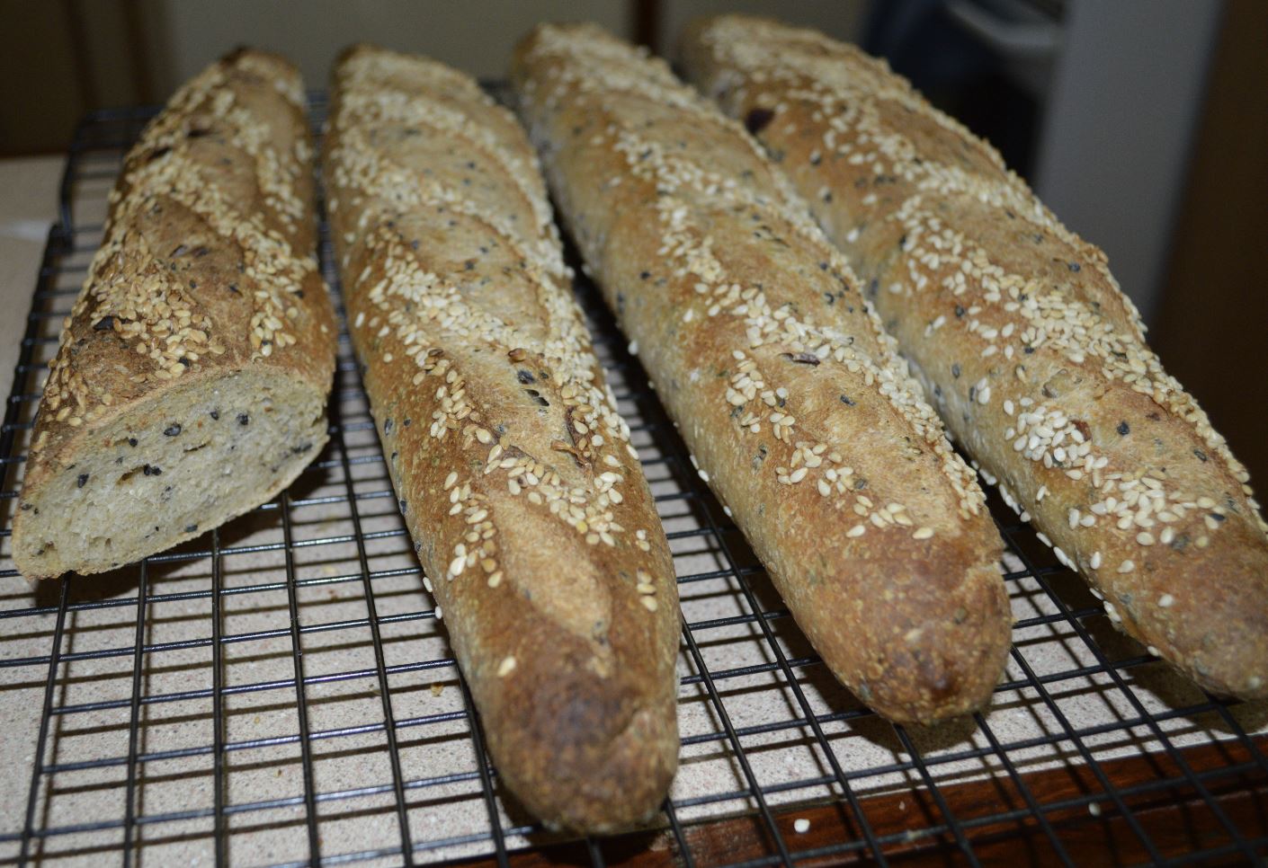 Raw Red Onion and Black Sesame S/D Baguettes The Fresh Loaf